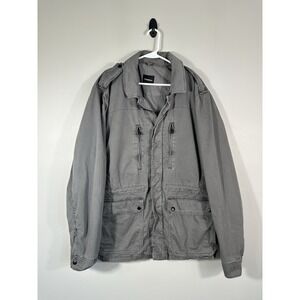 Express Jacket Mens XXL Gray Military Field Utility Full Zip Cotton